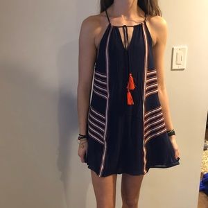 Boutique Navy sundress with orange accents
